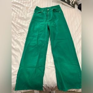 H&M Wide Leg Green Jeans
